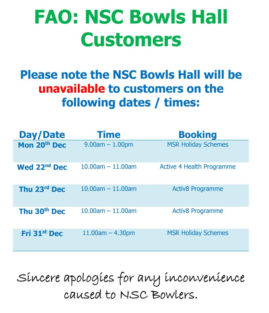 bowls hall closure notice